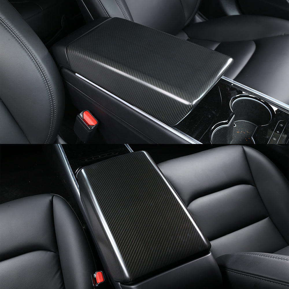 tesla carbon fiber central armrest protective cover