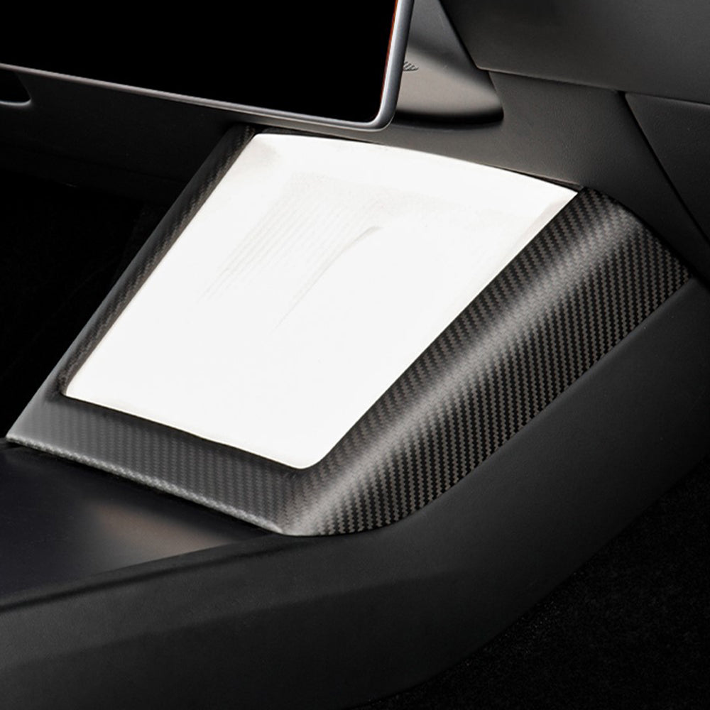 model 3 highland carbon fiber wireless charging pad frame