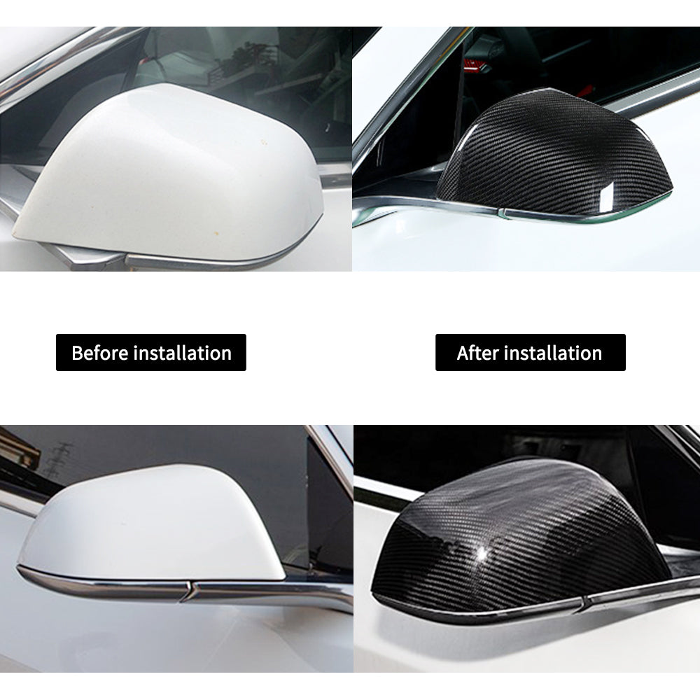 tesla model 3 carbon fiber mirror caps