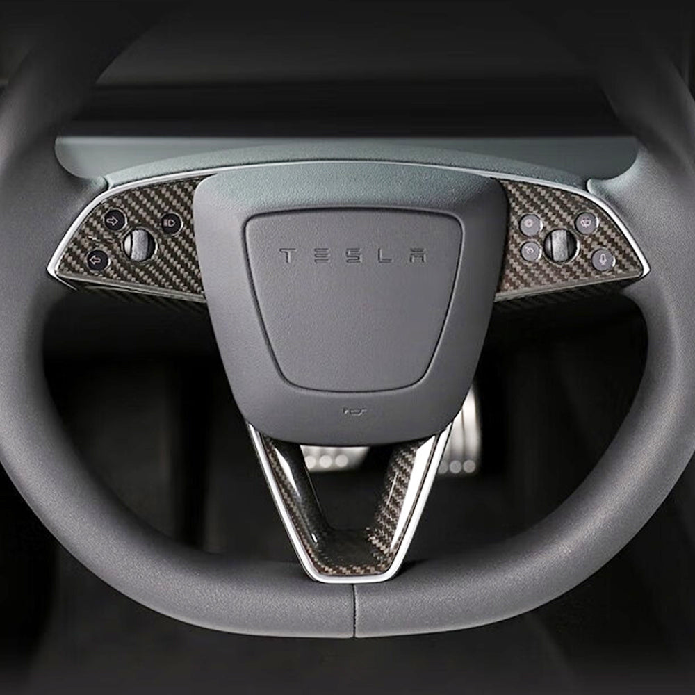 Garniture de volant en fibre de carbone véritable pour Tesla Model 3 Highlander 2024+