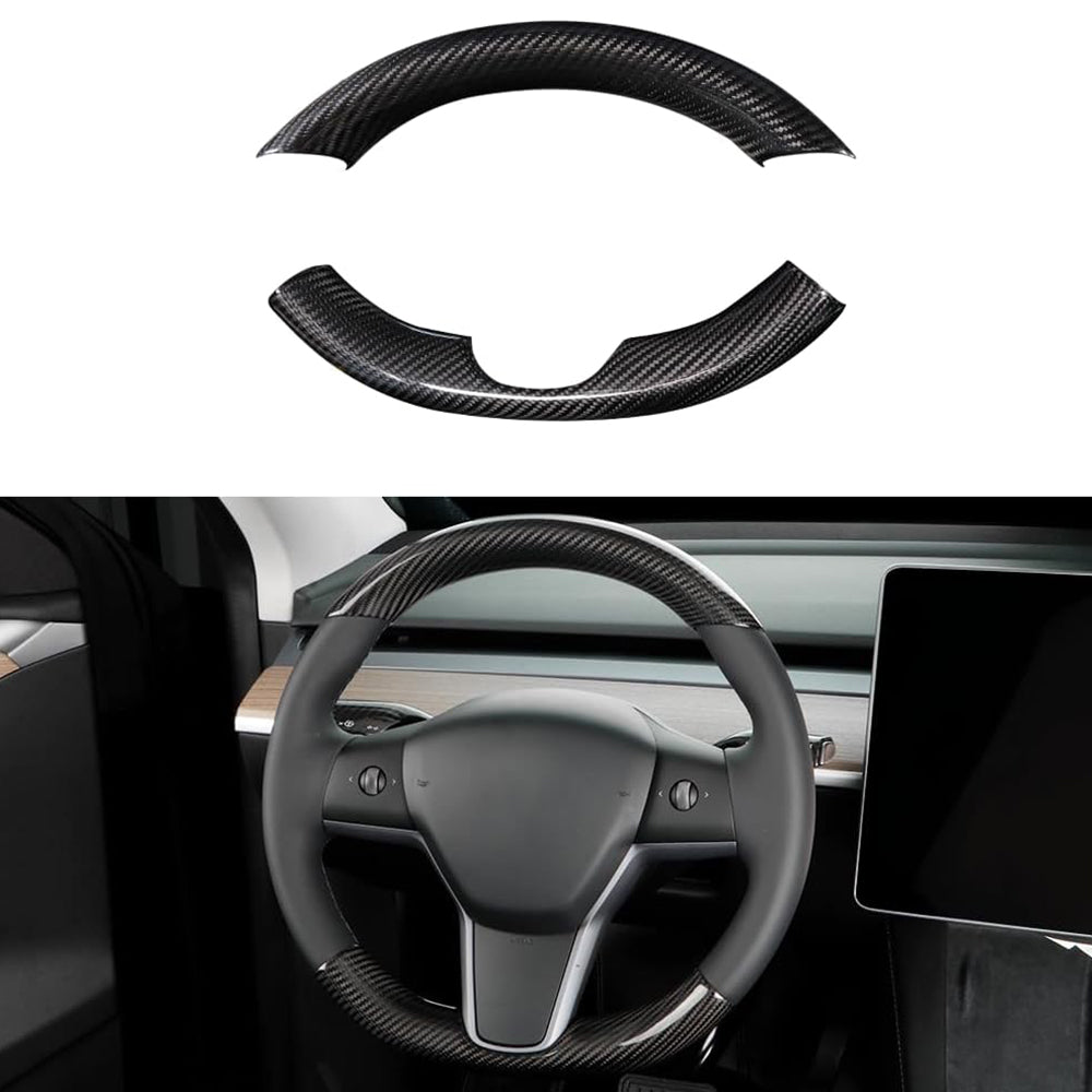 tesla model 3 carbon fiber steering wheel cover