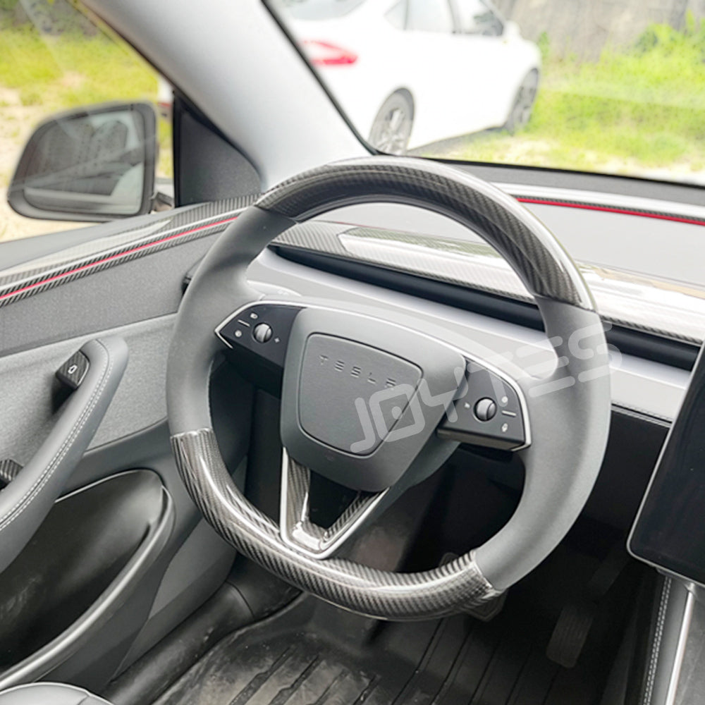 tesla carbon fiber steering wheel cover