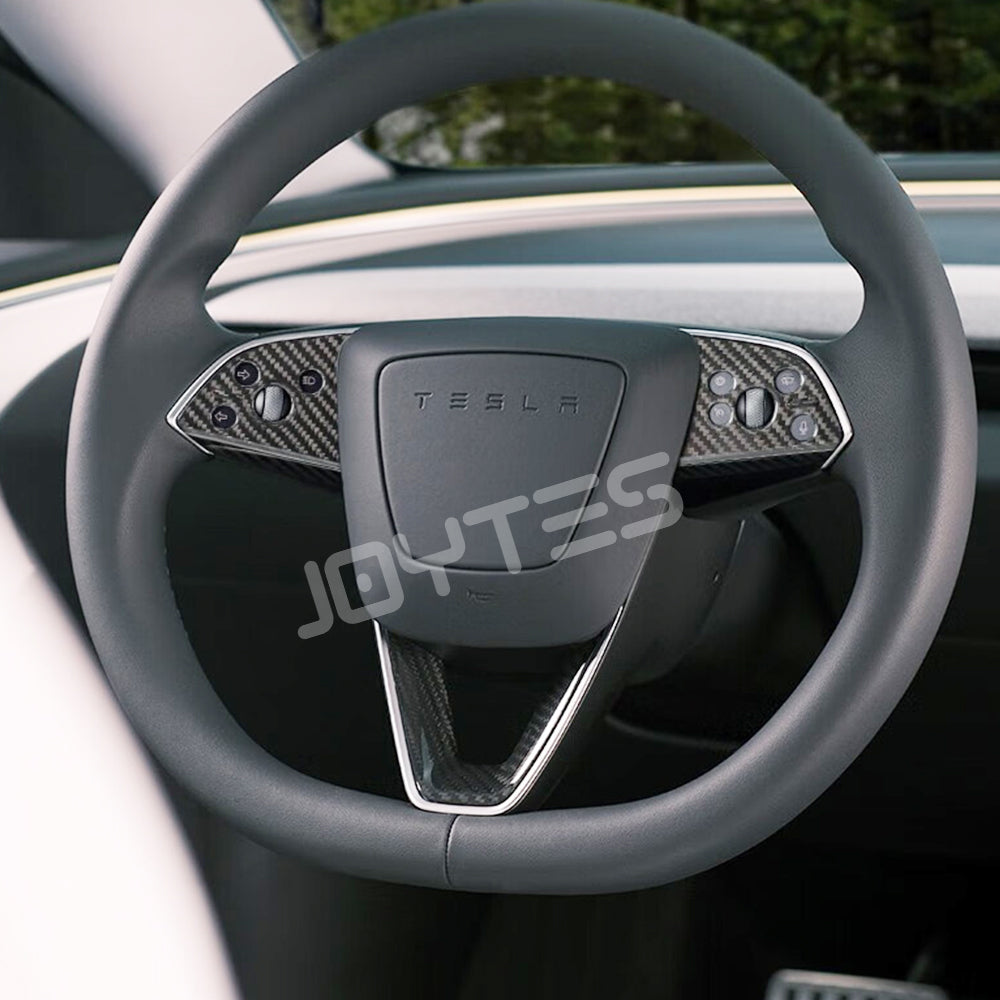Garniture de volant en fibre de carbone véritable pour Tesla Model 3 Highlander 2024+