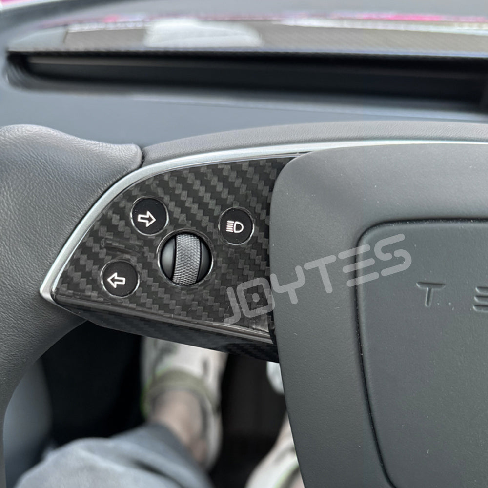 Garniture de volant en fibre de carbone véritable pour Tesla Model 3 Highlander 2024+