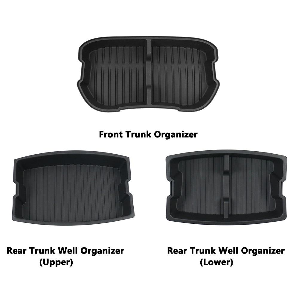 rear trunk well organizer perfectly aligned with model 3 highland contours