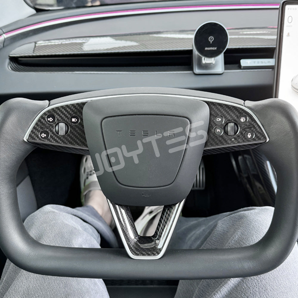 Garniture de volant en fibre de carbone véritable pour Tesla Model 3 Highlander 2024+