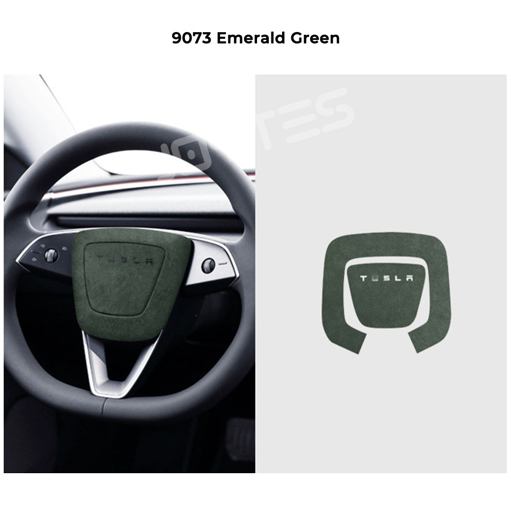 alcantara horn button patch tesla model 3 highland
