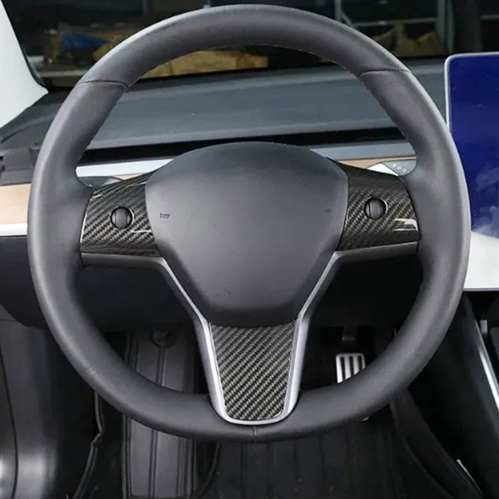 tesla model 3 carbon fiber steering wheel trim