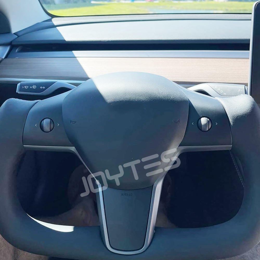 tesla carbon fiber yoke steering wheel