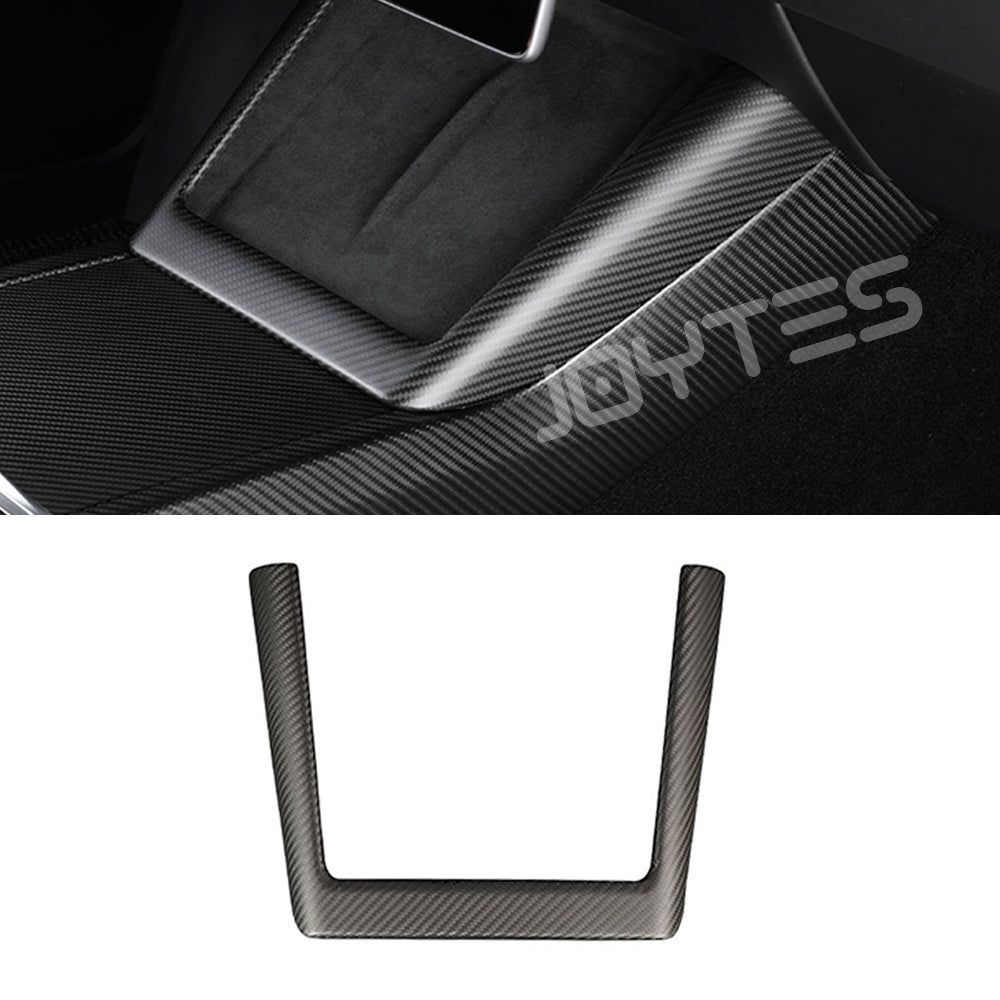 tesla model y juniper carbon fiber wireless charging frame overlay