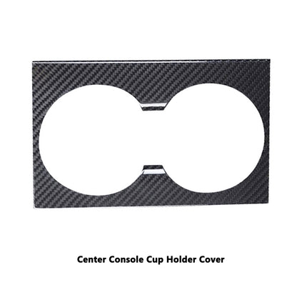 tesla model y juniper back seat carbon fiber cup holder cover