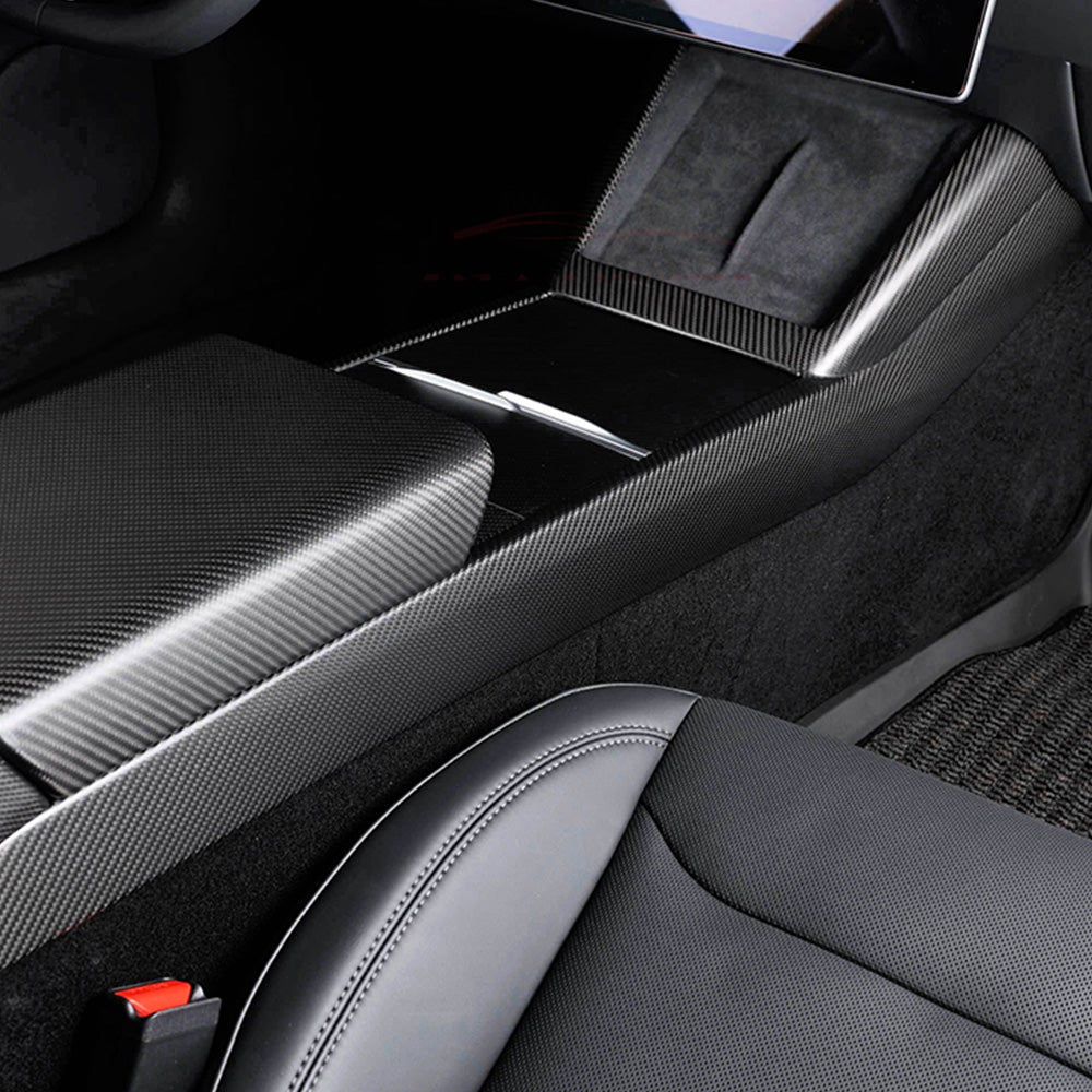 Real Carbon Fiber Center Console Side Panel Covers for Tesla Model 3 2024 Highland