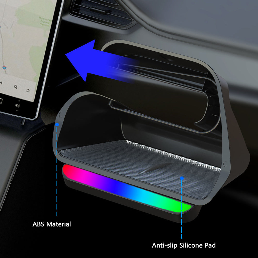 Center Console Under Screen Organizer Tray with Ambient Light for Tesla Model Y/3