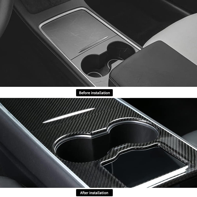 JOYTES Tesla Glossy Real Carbon Fiber Center Console Wrap Cover Kit for Model 3/Y (2021-2023)