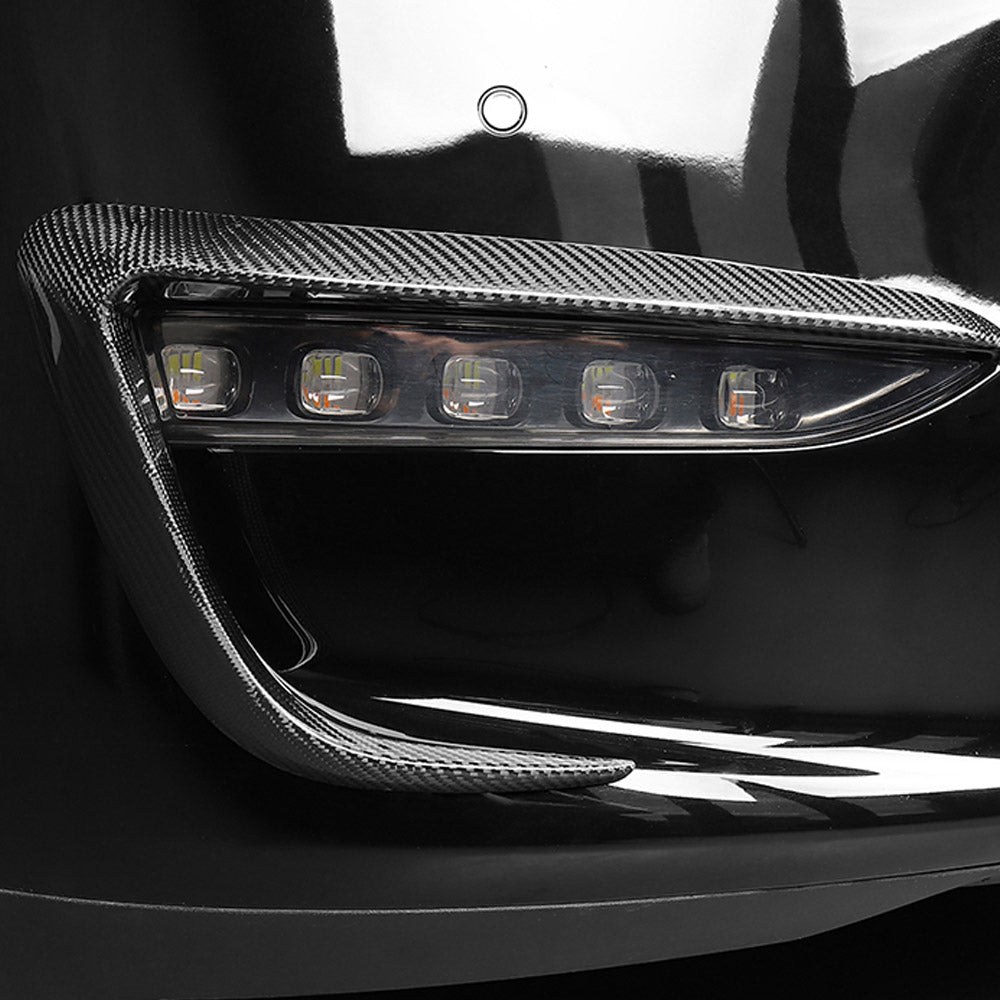 Real Carbon Fiber Front Fog Light Eyebrow Cover Trim For Model Y (2020-2023)