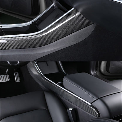 JOYTES Real Carbon Fiber Center Console Side Trim Cover for Tesla Model 3/Y