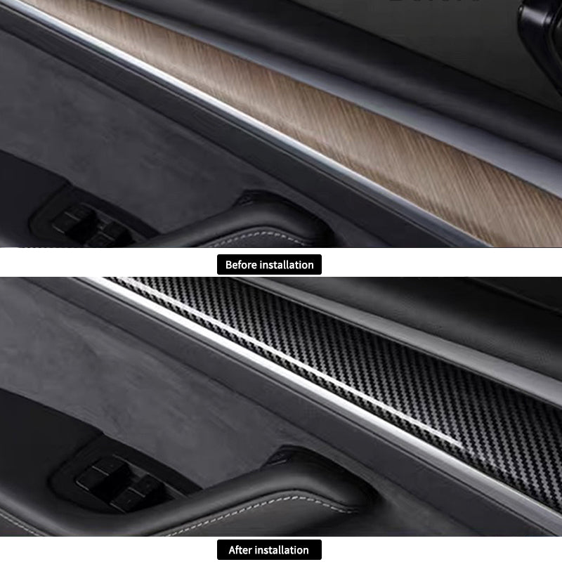 JOYTES Tesla Real Carbon Fiber Front Door Trim Panel Covers for Model 3/Y 2021-2023