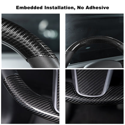 JOYTES Real Carbon Fiber Steering Wheel Cover for Tesla Model 3/Y