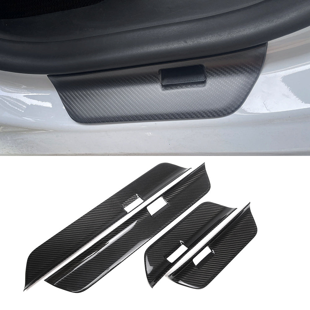 Real Carbon Fiber Door Sill Guard Trim for Tesla Model 3 2024 Highland