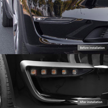 Real Carbon Fiber Front Fog Light Eyebrow Cover Trim For Model Y (2020-2023)