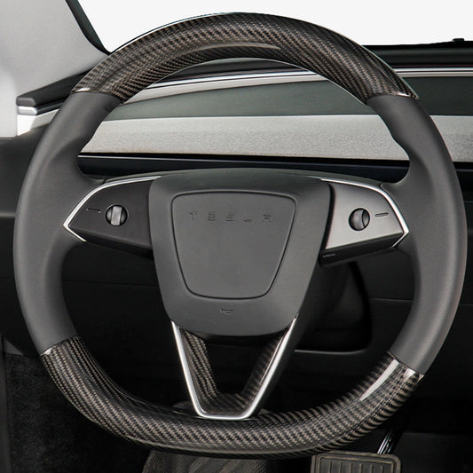 Real Carbon Fiber Steering Wheel Cover for Tesla Model 3 2024 Highland