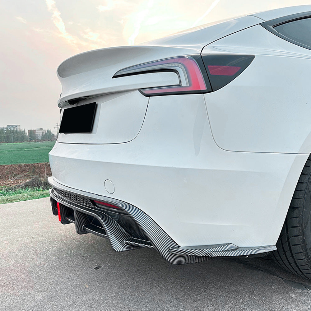 Rear Bumper Diffuser Lip Spoiler with LED Light for Tesla Model 3 2024 Highland