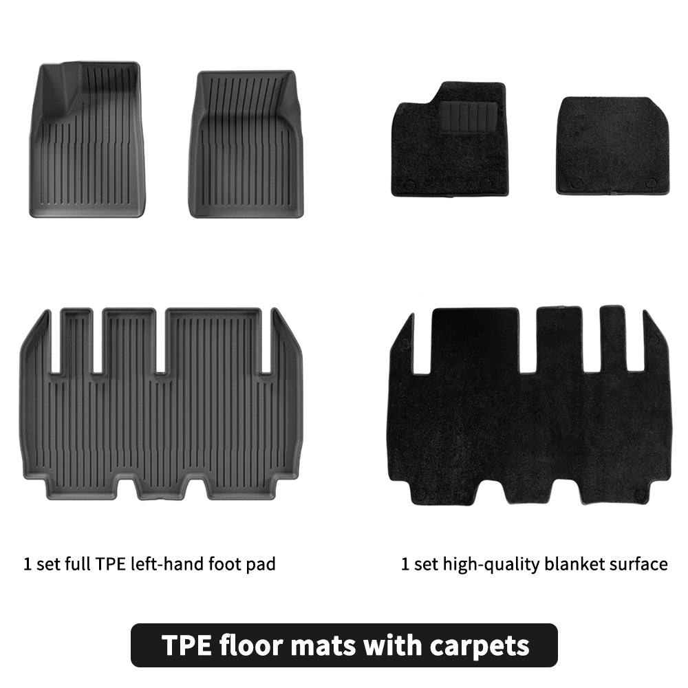 JOYTES All Weather TPE Floor Mats For Tesla Model X 2022-2024(5 Seater)