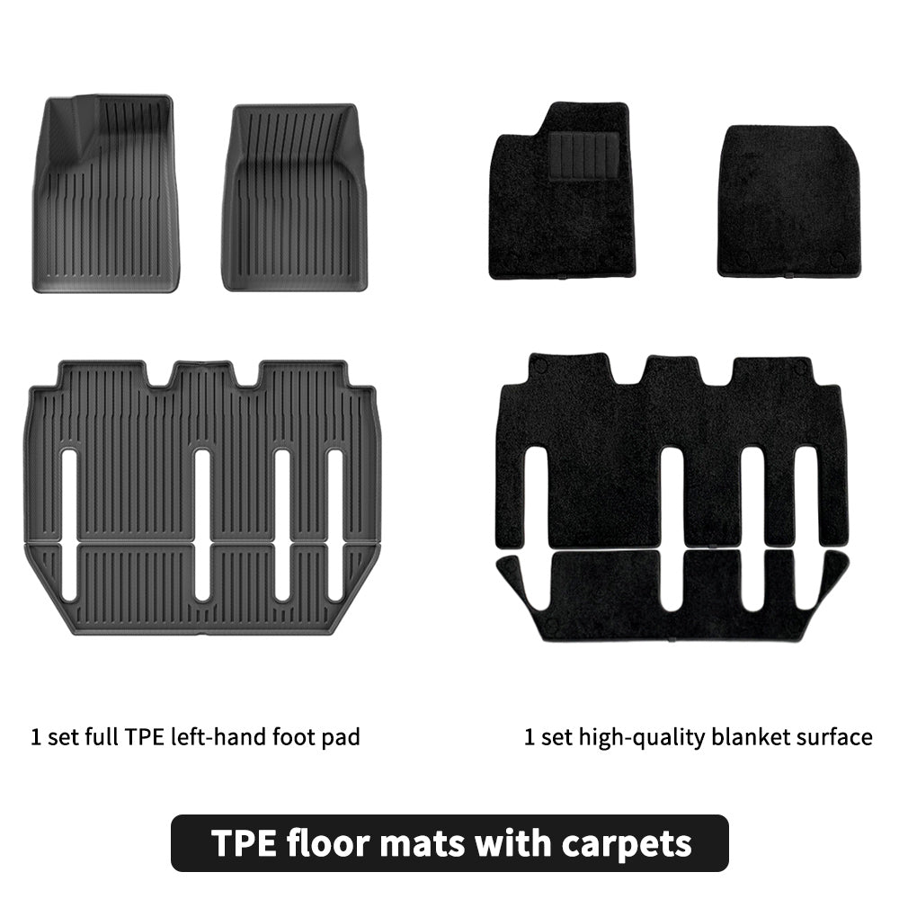 JOYTES All Weather TPE Floor Mats For Tesla Model X 2022-2024(7 Seater)