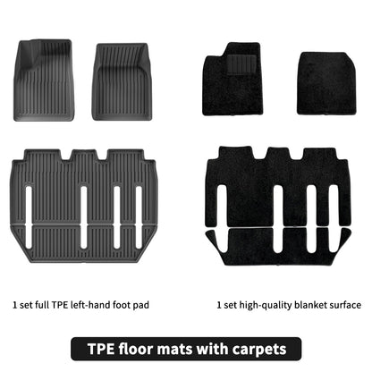 JOYTES All Weather TPE Floor Mats For Tesla Model X 2022-2024(7 Seater)