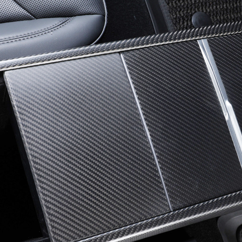 3Pcs Real Carbon Fiber Center Console Panel Covers for Tesla Model 3 2024 Highland