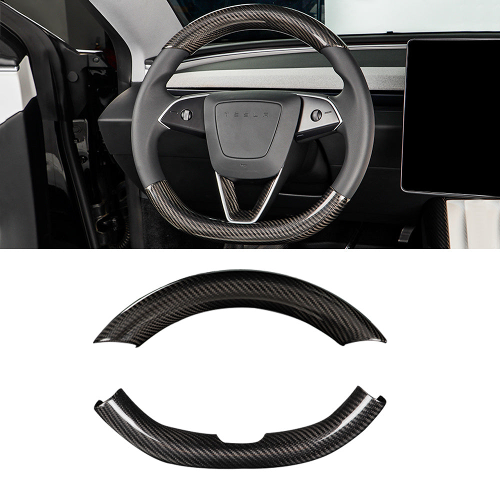 Real Carbon Fiber Steering Wheel Cover for Tesla Model 3 2024 Highland